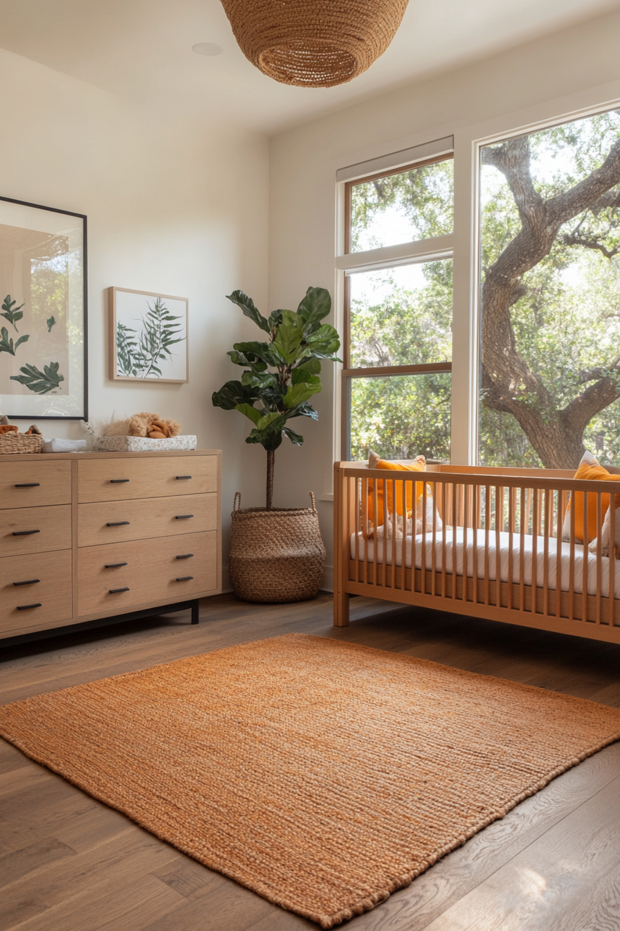 Green and eco-friendly nursery with bamboo furniture and organic cotton bedding