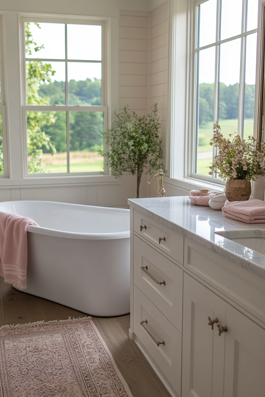 Finding the perfect shade of pink for your bathroom.
