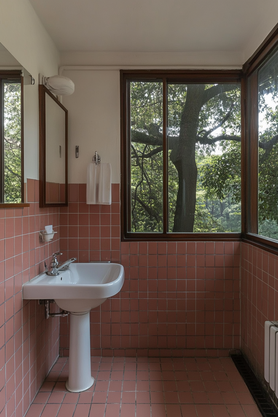 Using pink shower tiles for a unique touch.