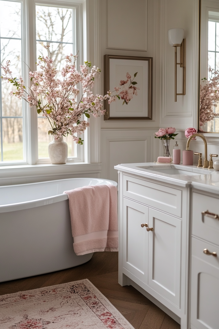 Pink wall art and decor for a personal touch.