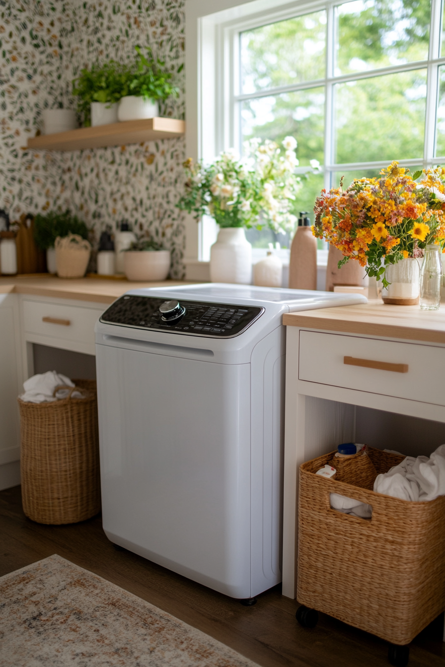 Top load washer layouts for small laundry rooms