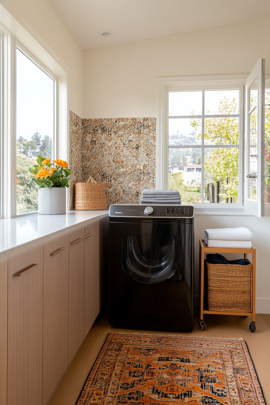 Top load washer layouts for small laundry rooms