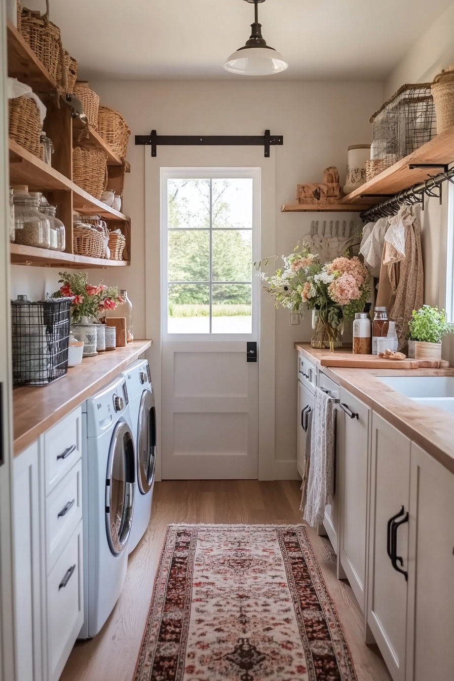 Farmhouse style charm for small laundry rooms