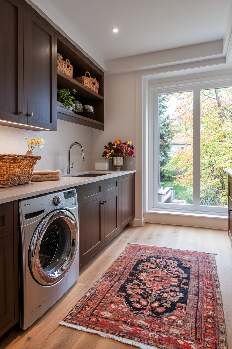 Functional sink area designs for small laundry rooms