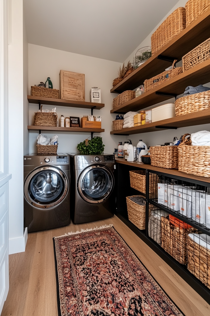 Smart shelving solutions for small laundry rooms