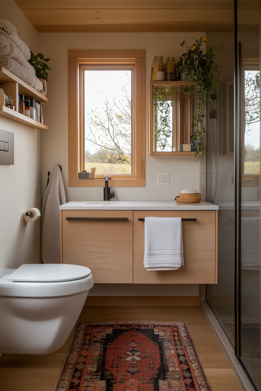 Wall-mounted desk in a tiny home