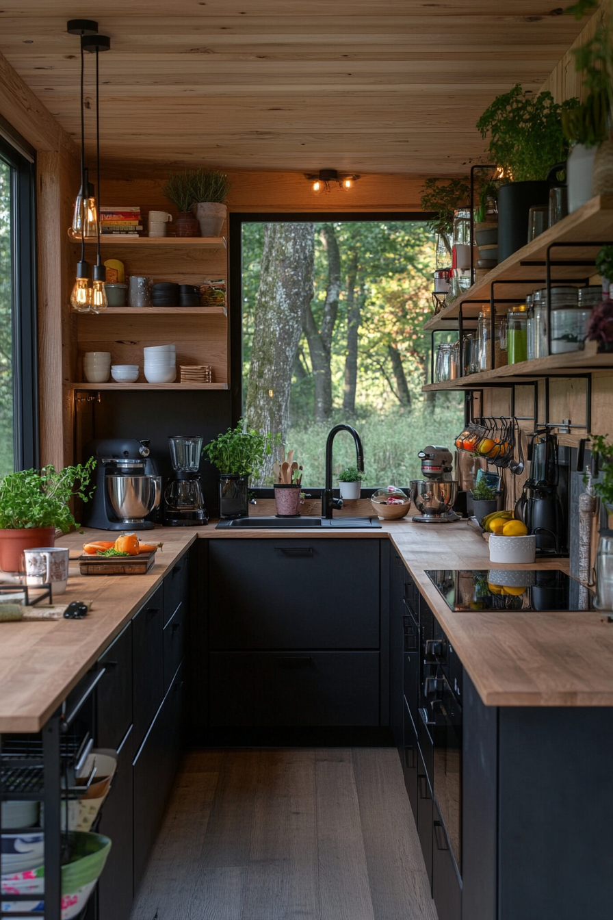 Fold-down desk in a tiny home