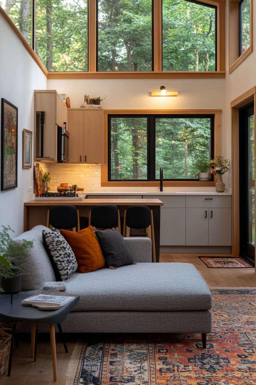 Light colors and mirrors in a tiny home