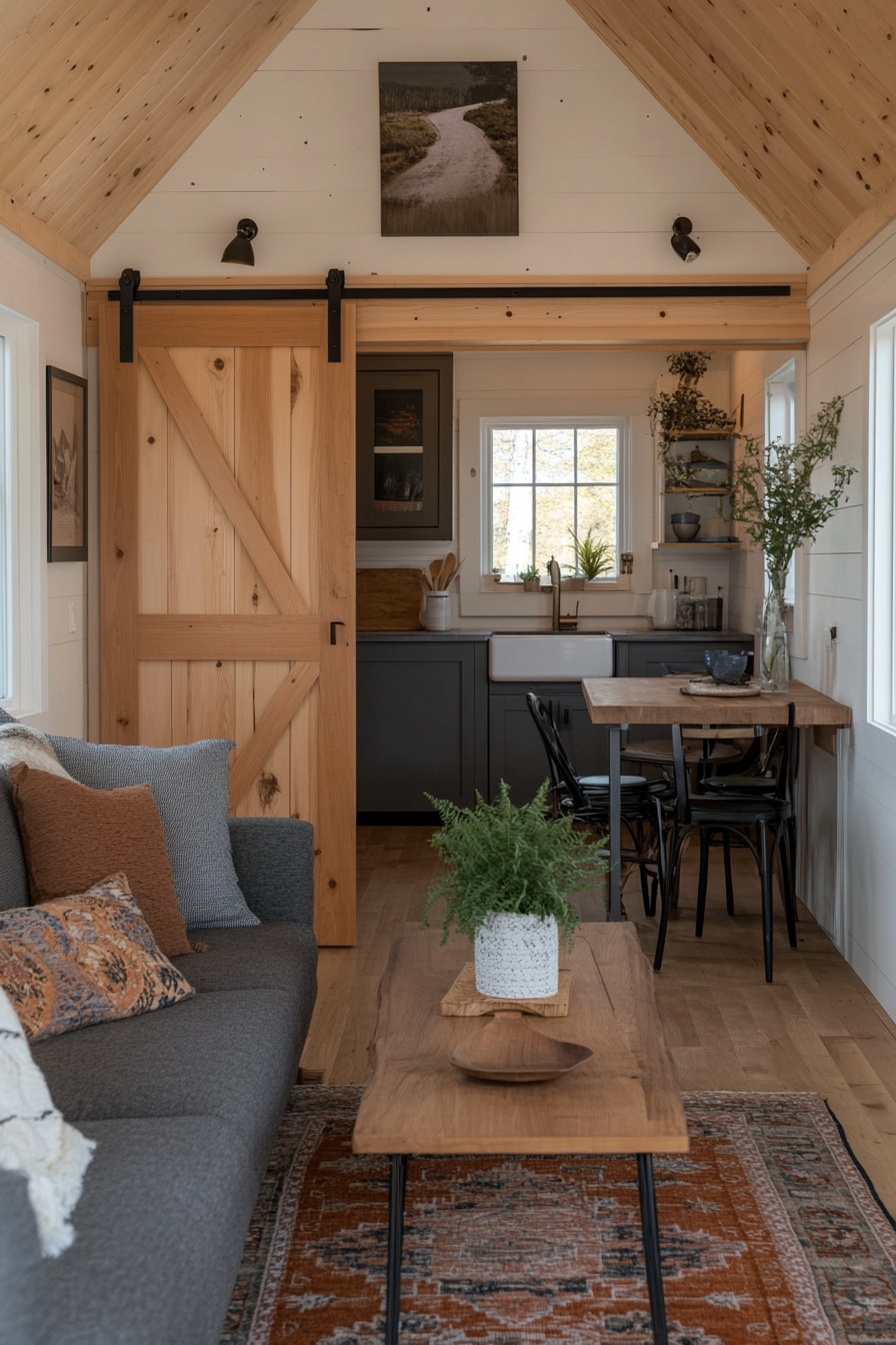 Sliding doors in a tiny home