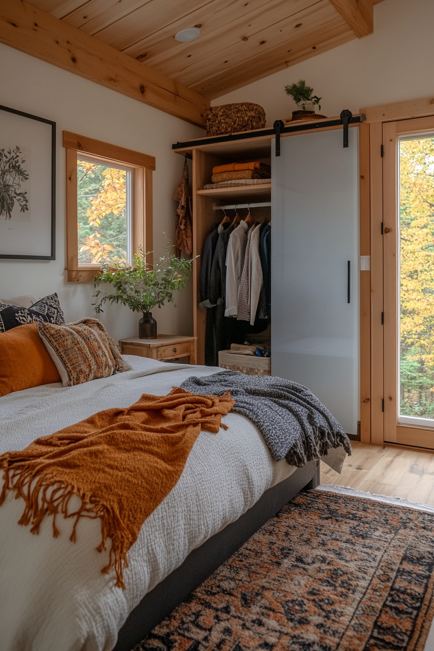 Sliding barn doors in a tiny home