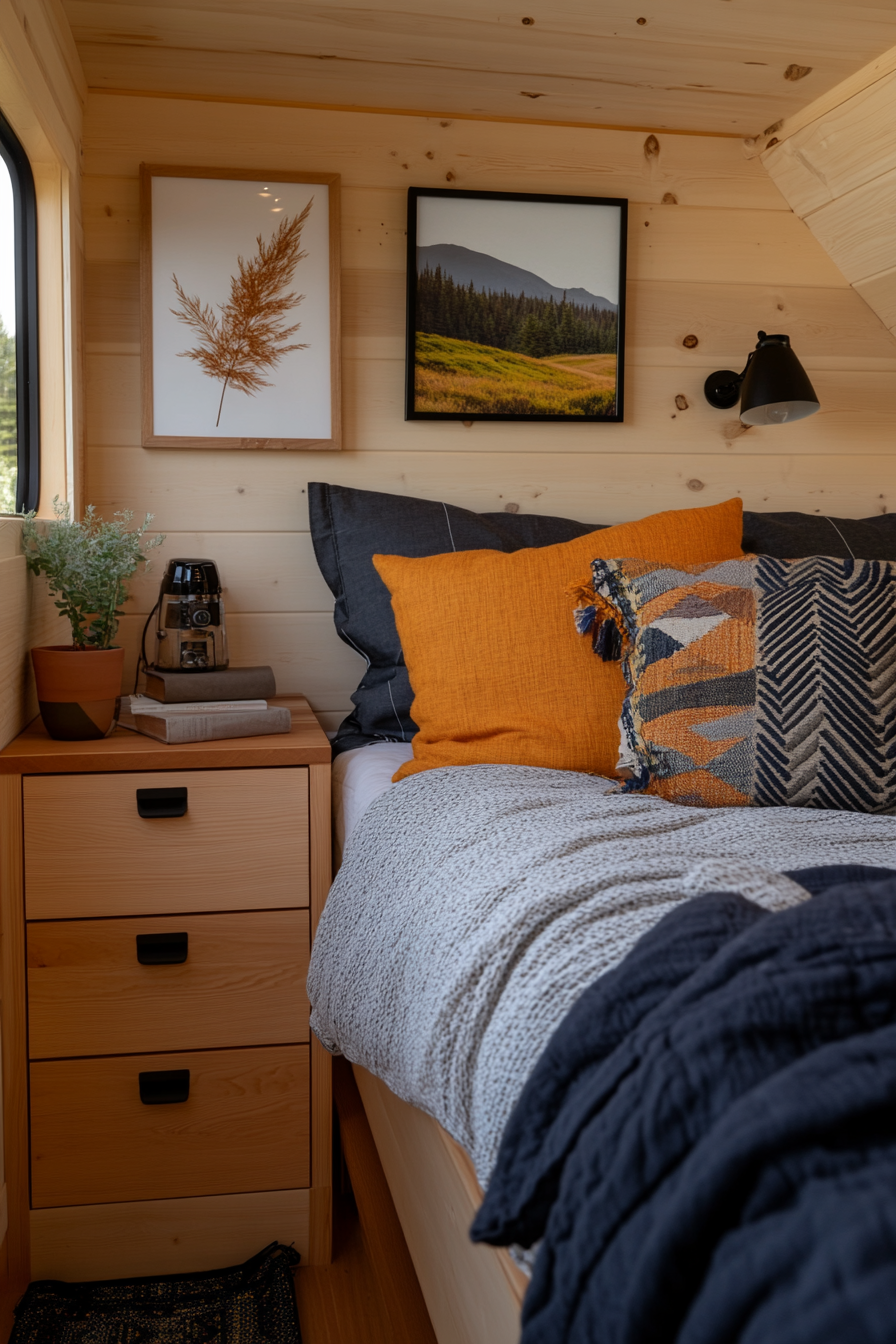 Under-bed storage in a tiny home