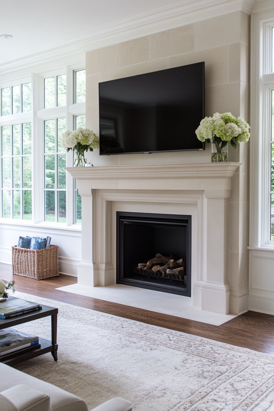 Mirror or art above TV on mantel