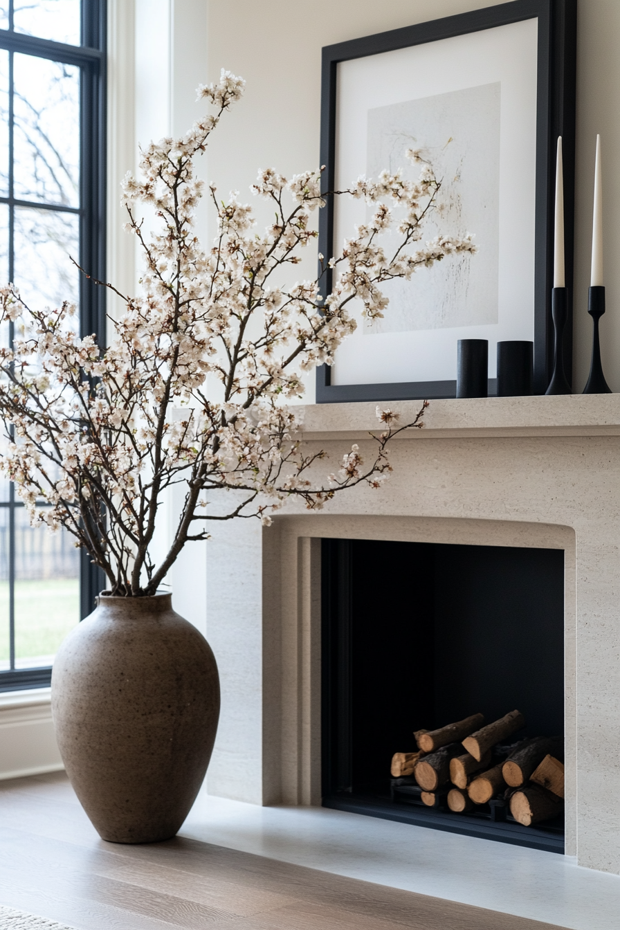 Simple and clean mantel with neutral colors