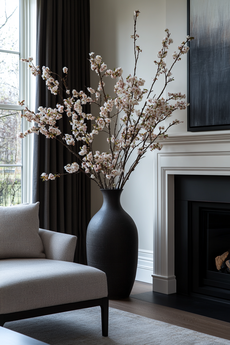 Symmetrical arrangement on clean mantel
