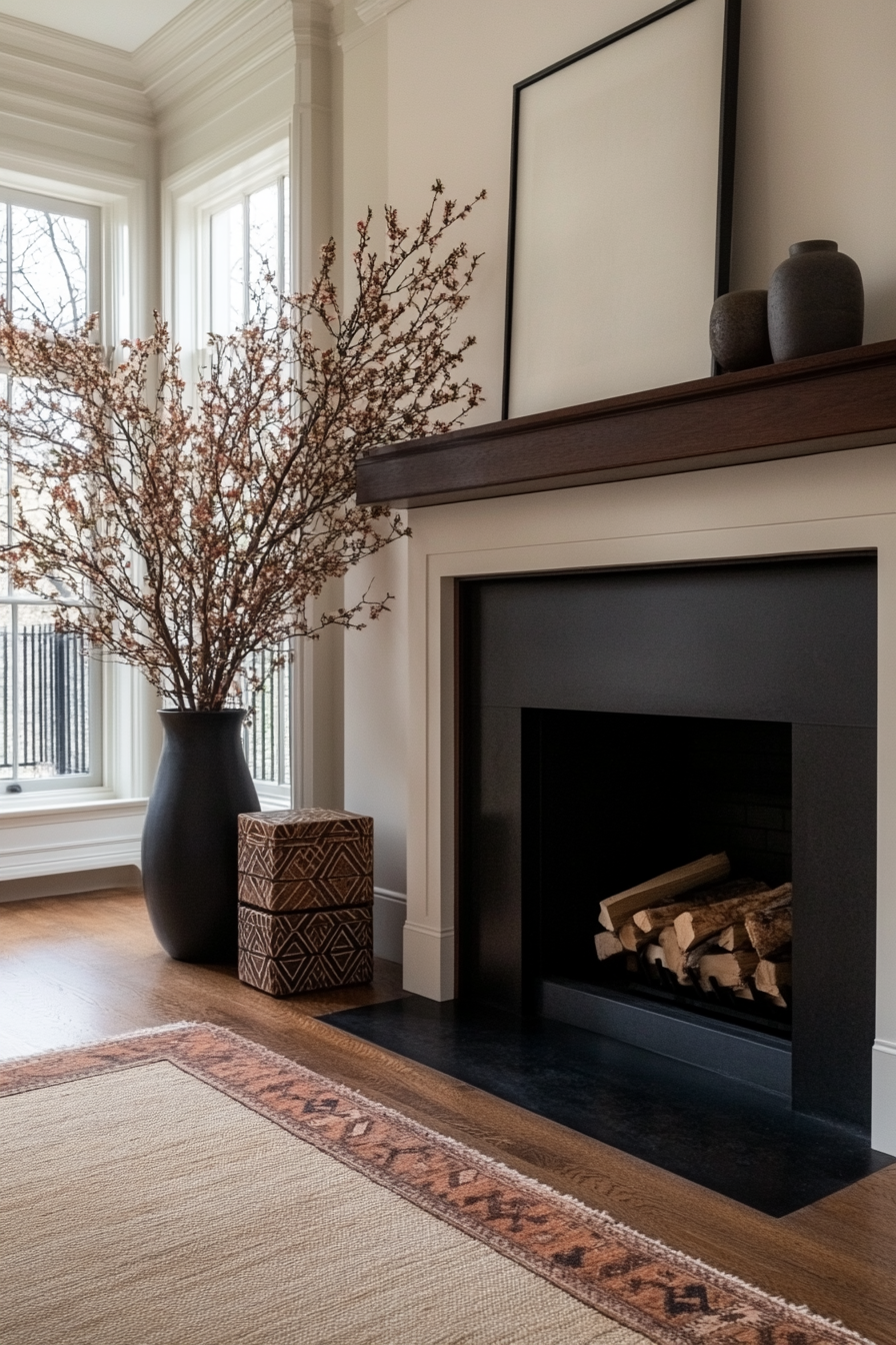 Monochromatic mantel with pastel accents