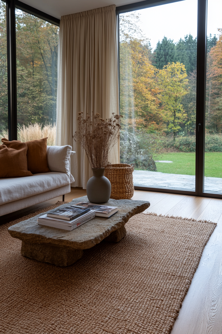 Using natural textures like rough stone, smooth wood, and soft linen