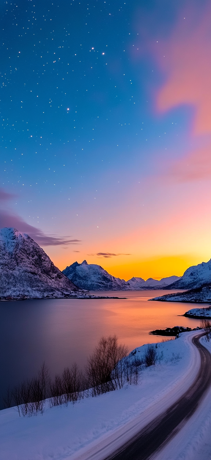 vibrant Northern Lights over snowy landscape