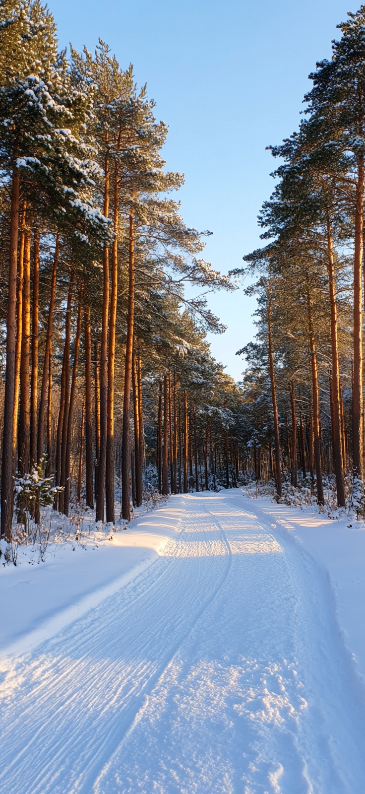 serene snow-covered pine trees in winter