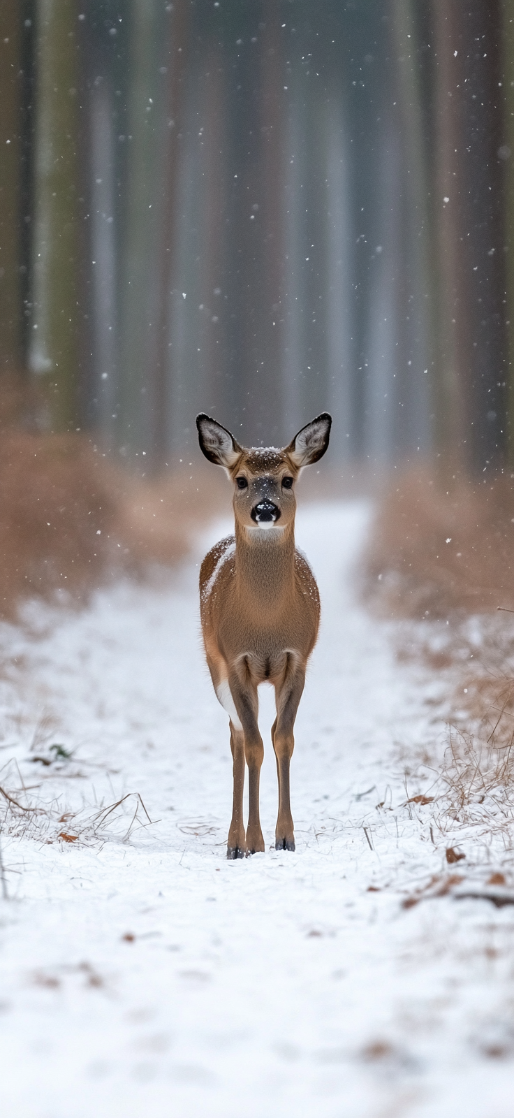 wildlife in a serene winter forest