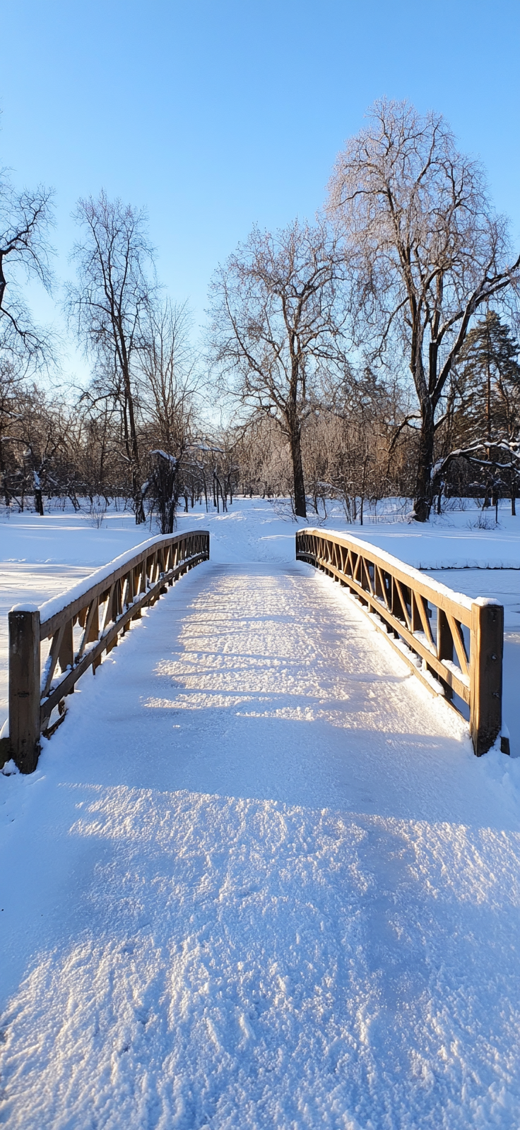 stone bridge covered in snow