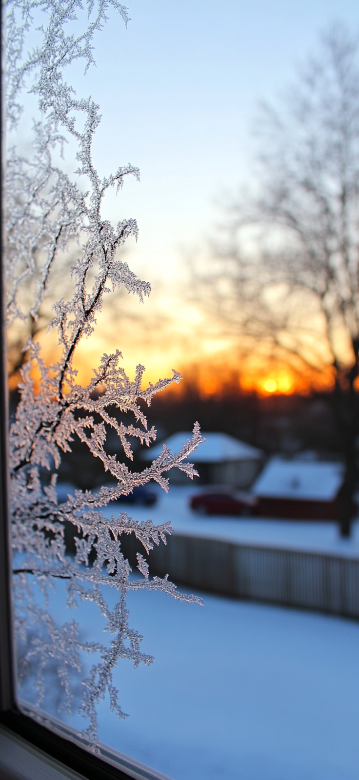 frost-covered window with intricate ice patterns