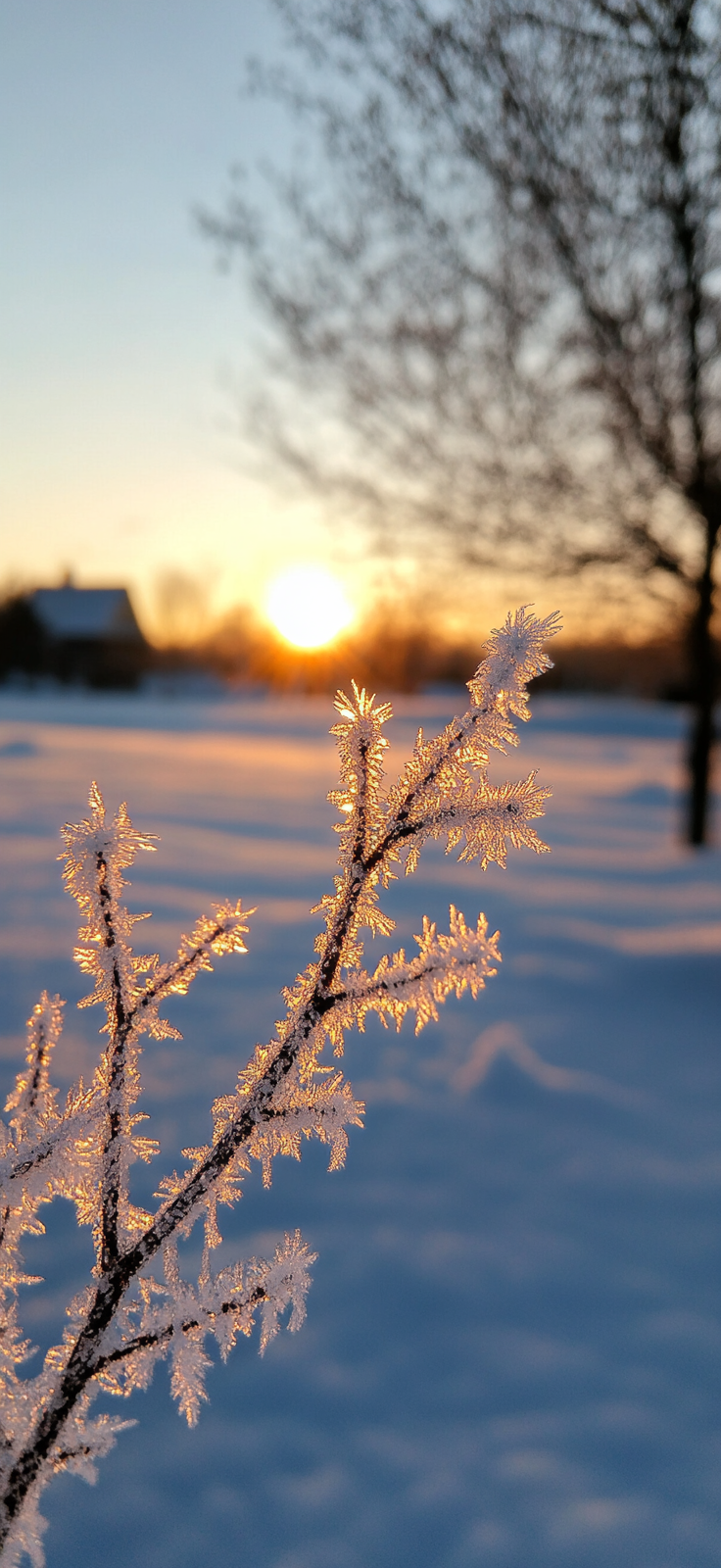 frosty window glowing with morning light