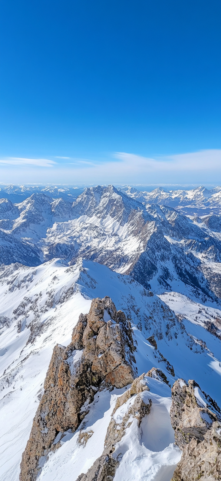 snowy peaks towering against the sky