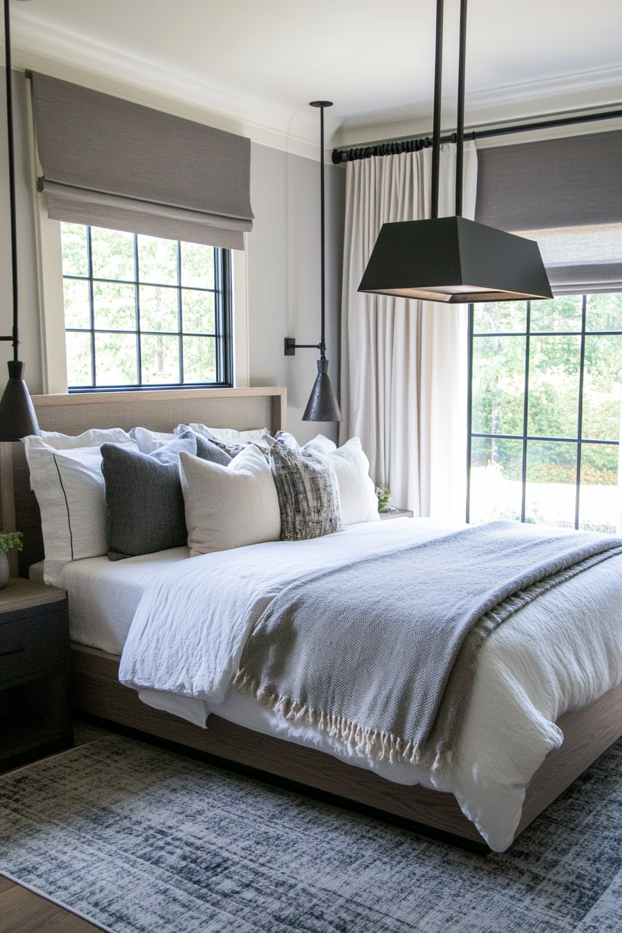 Close-up of gray textures in a bedroom