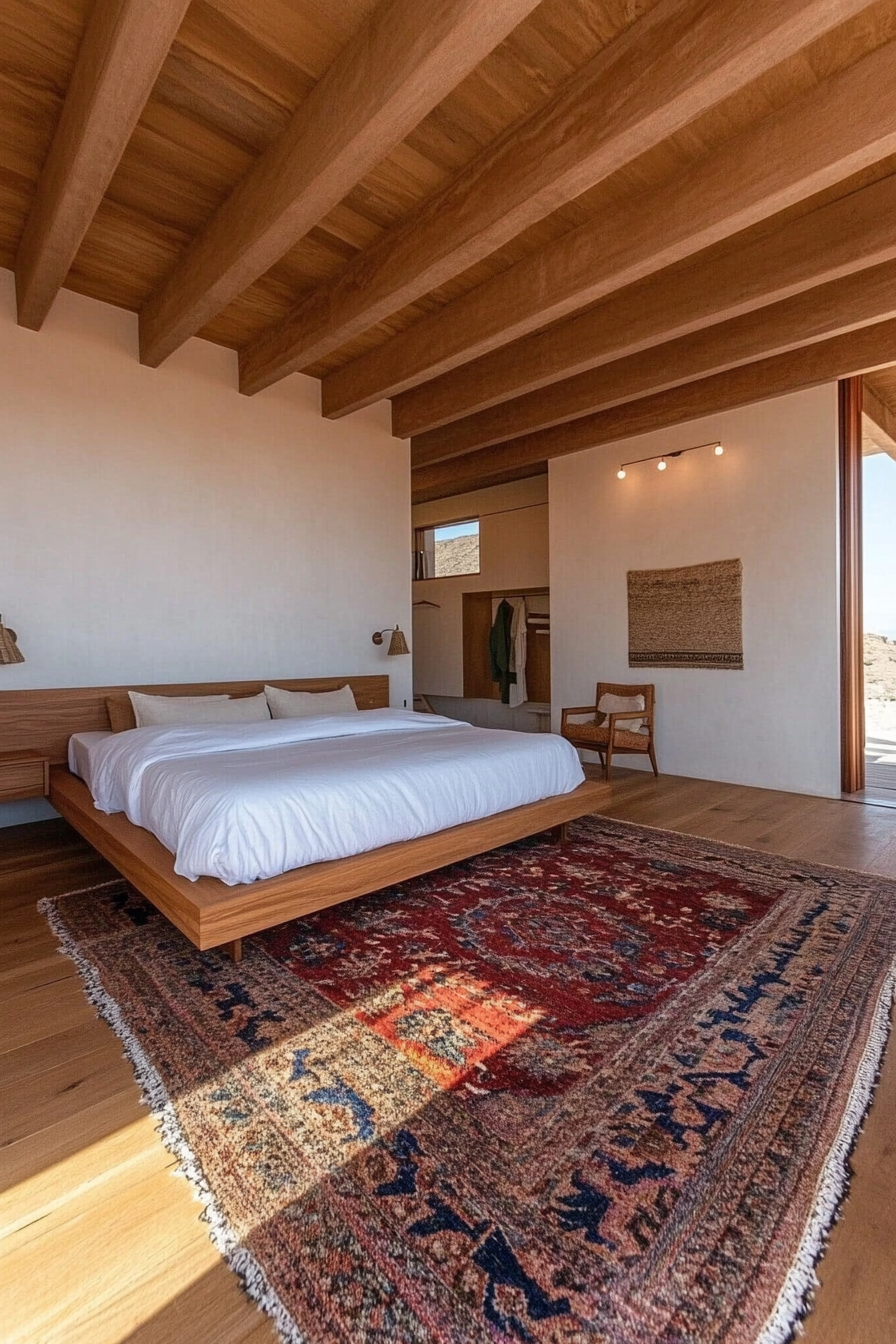 Natural fiber rug under bed