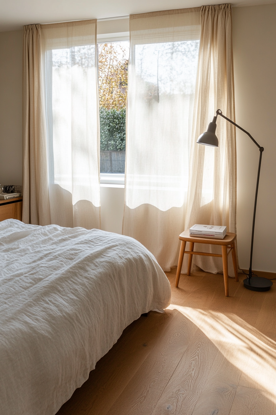 Floor-to-ceiling sheer linen curtains
