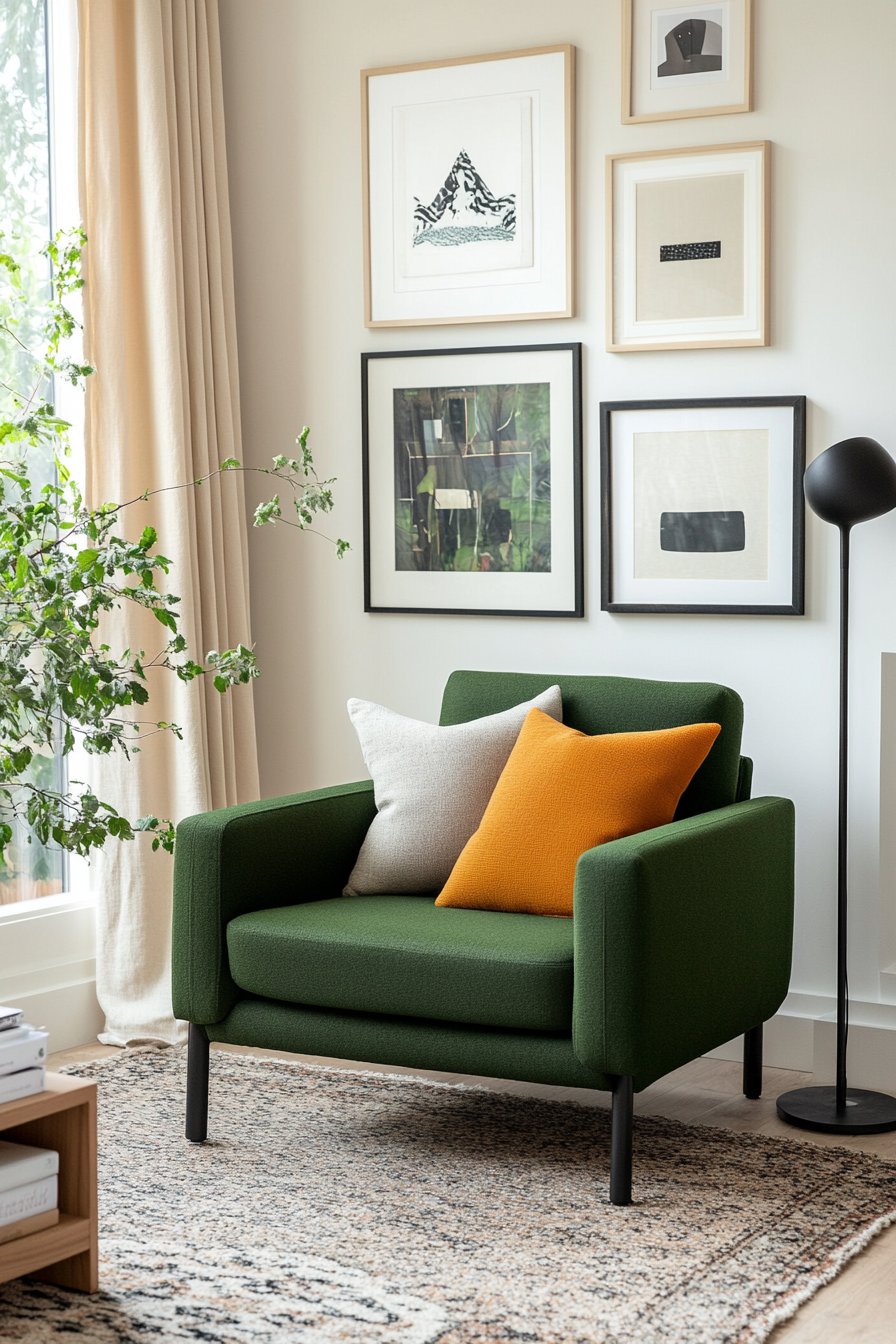 Living room enhanced by decor elements