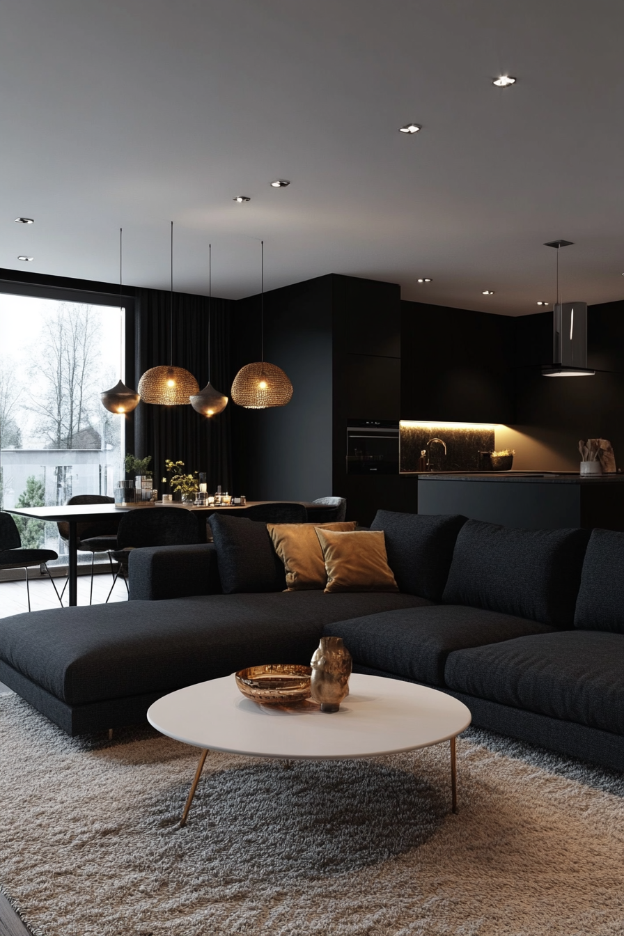 Moody and luxurious black interiors