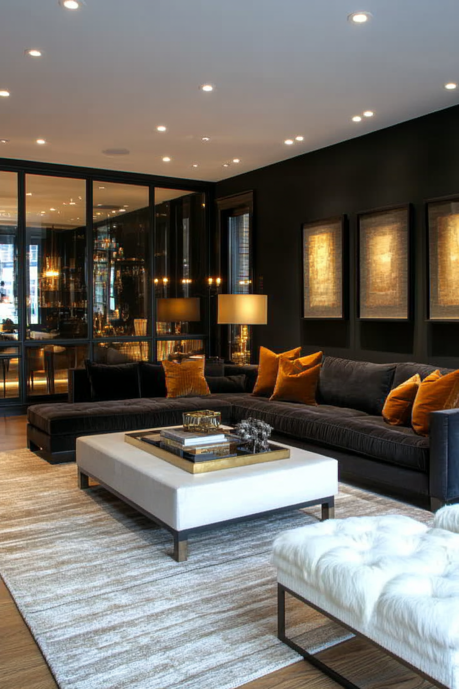 Contrast and gold accents in black designs
