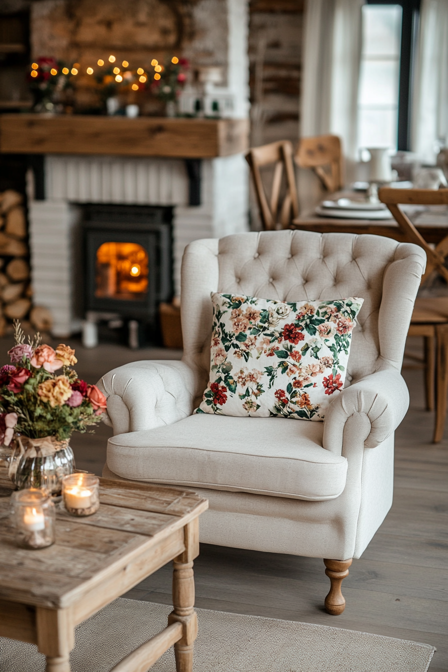 Soft florals and vintage elements in cottagecore