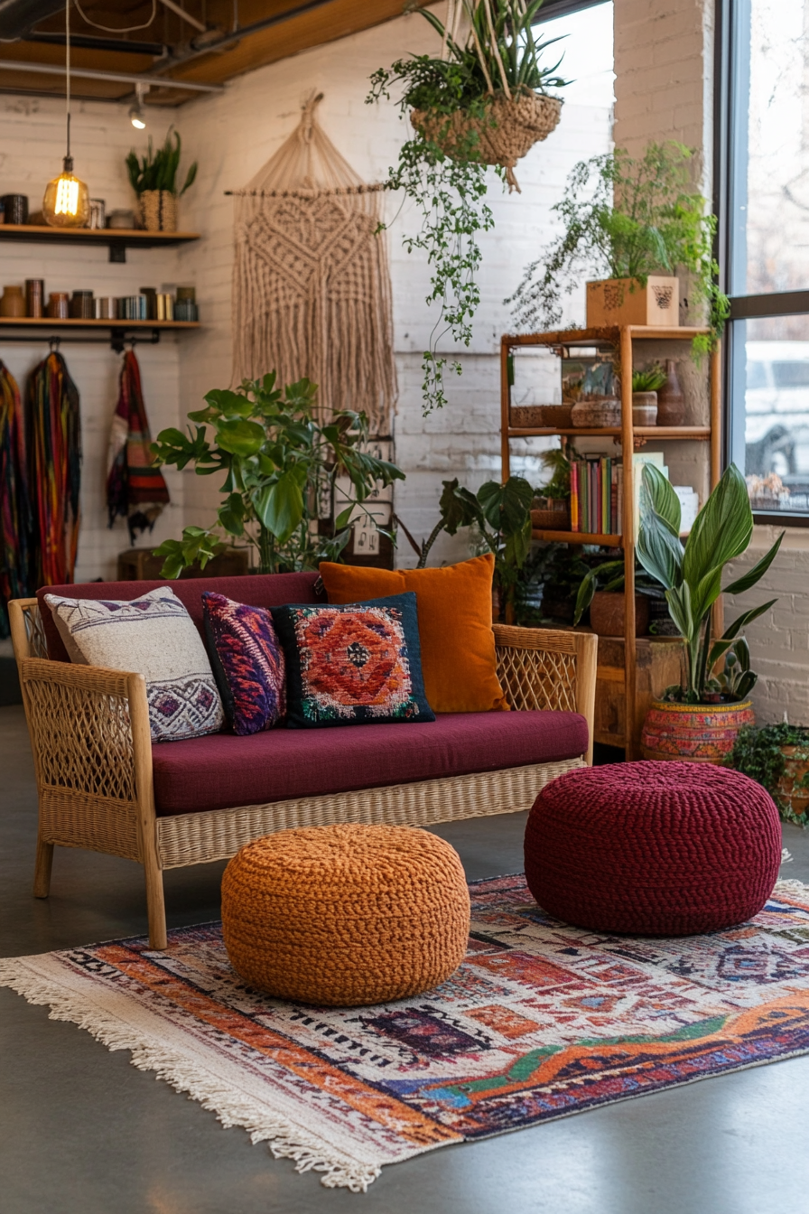 Layered prints and global decor for boho charm