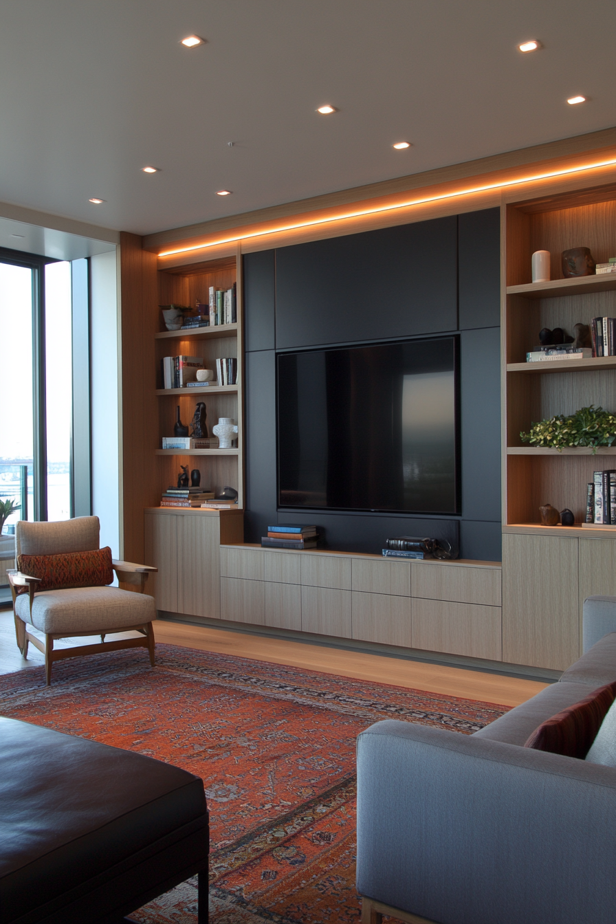 Compact furniture and light tones for apartments