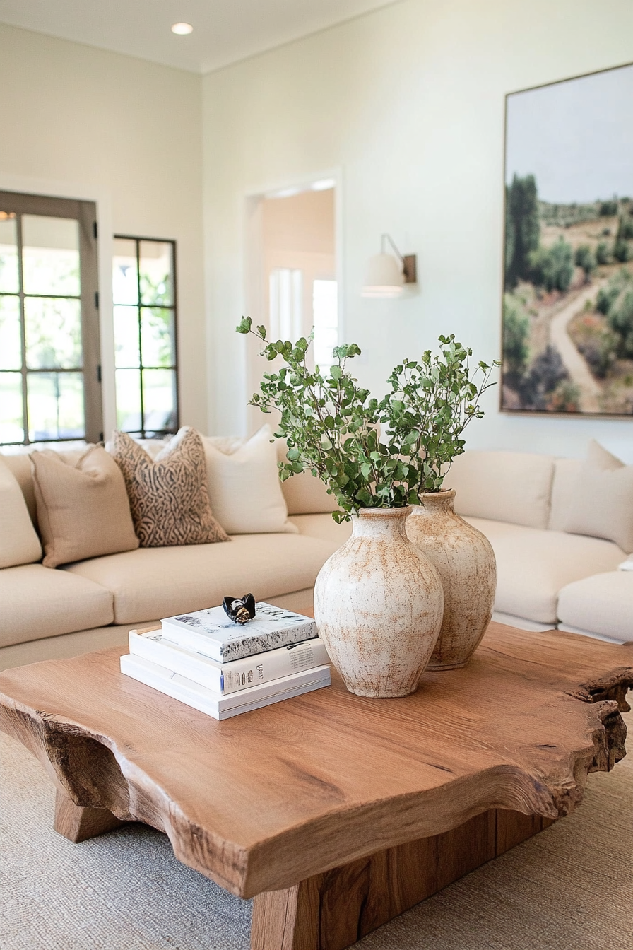Calming tones in a neutral living room