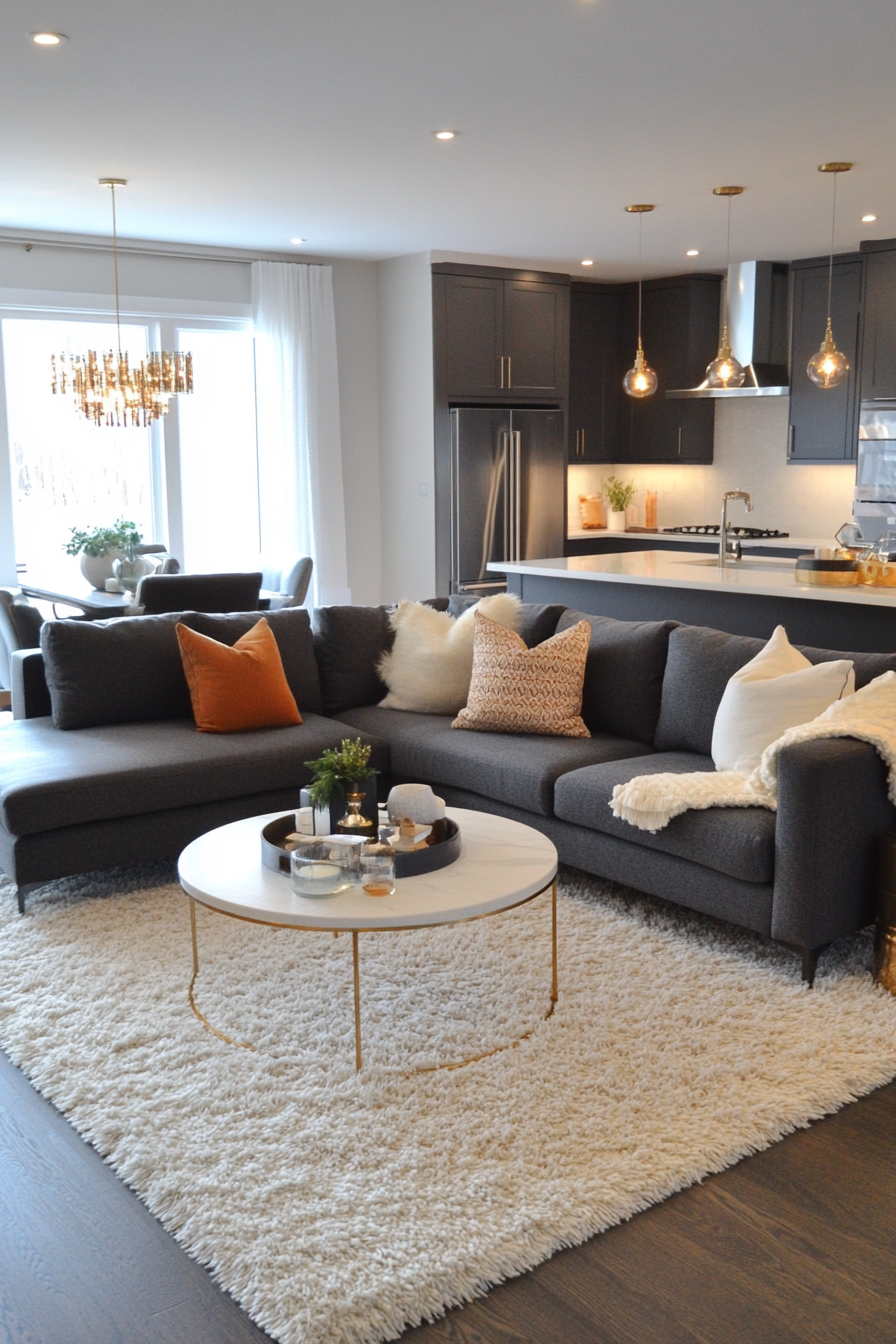 Metallic accents and textures for gray palettes