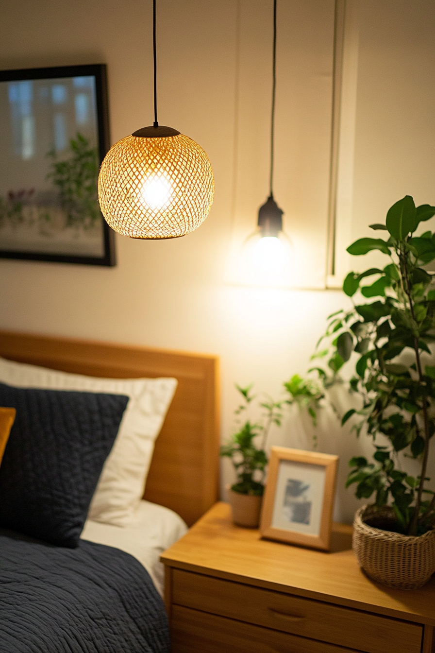 Natural rattan woven pendant light for a bohemian feel.