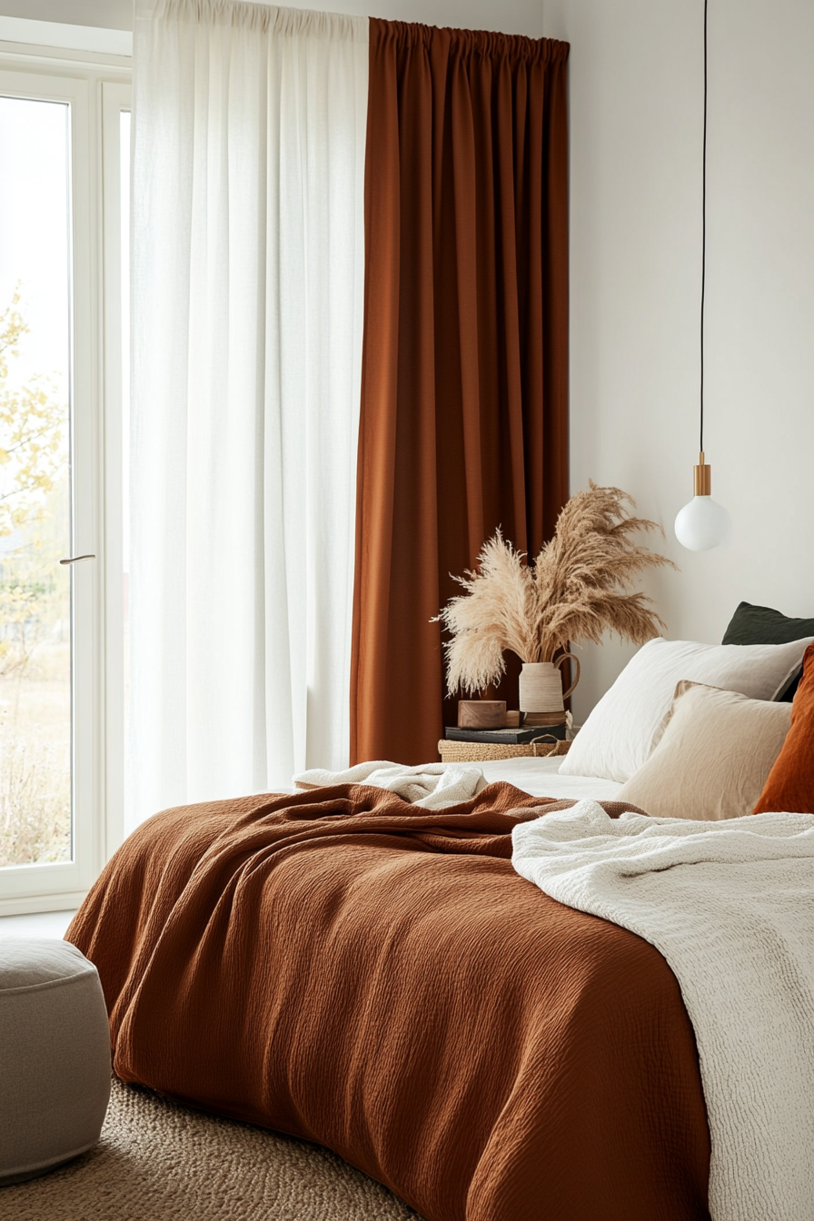 Color-blocked earthy tones adding a modern edge