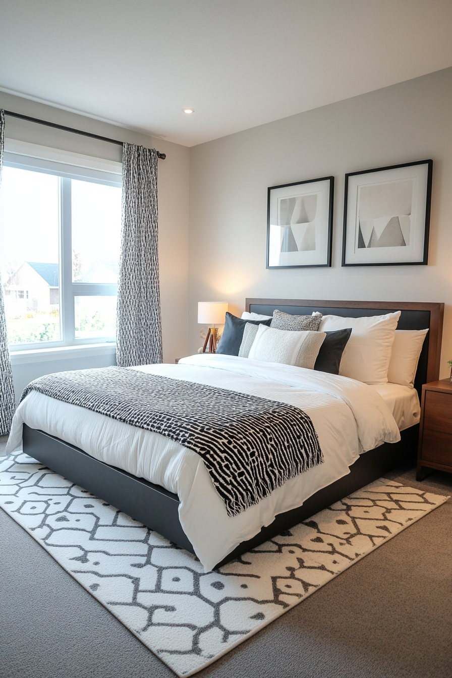 Grommet-top curtains with a striking modern design