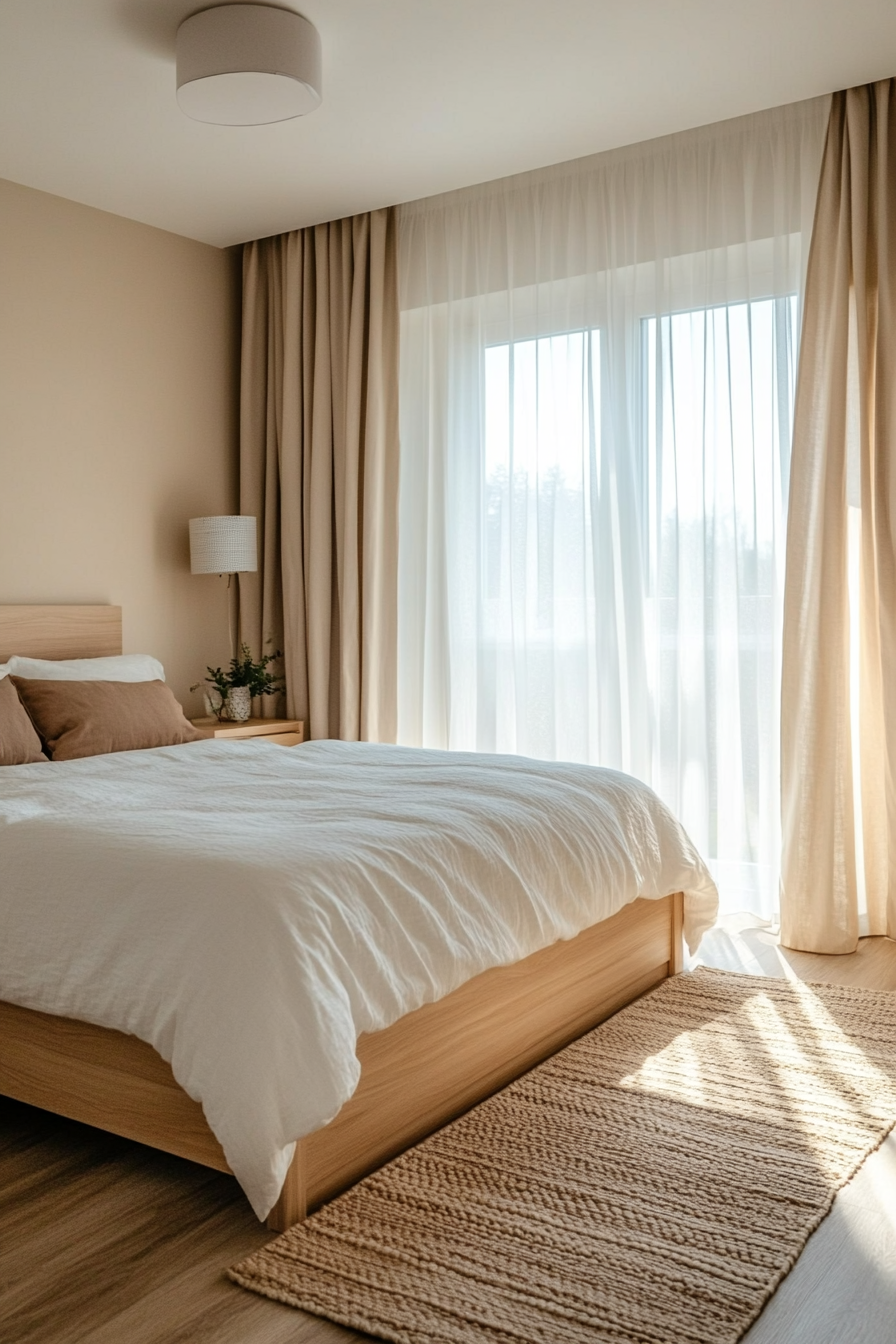 Bright and simple styling with floor-to-ceiling linen panels