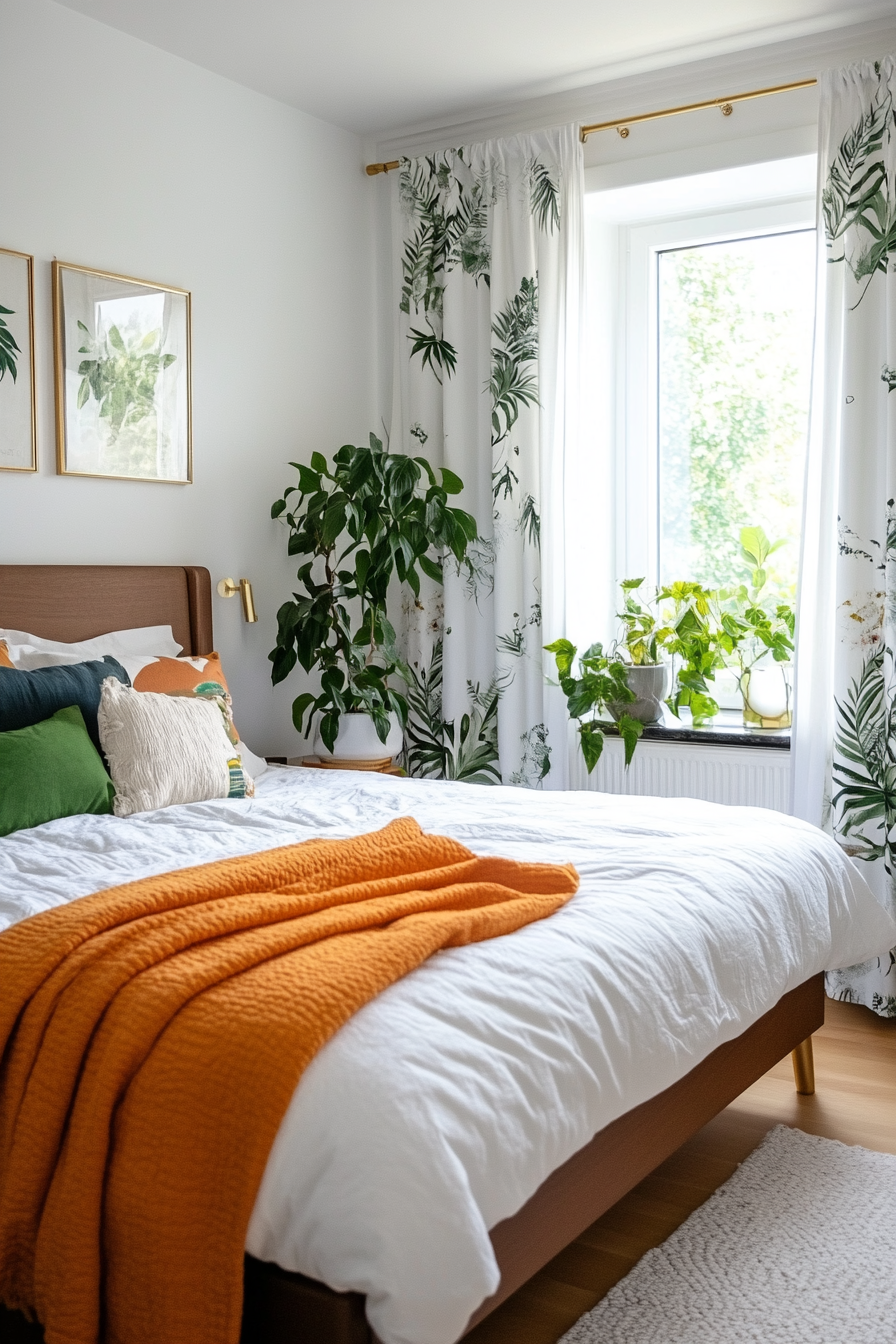 Decorative botanical prints paired with greenery