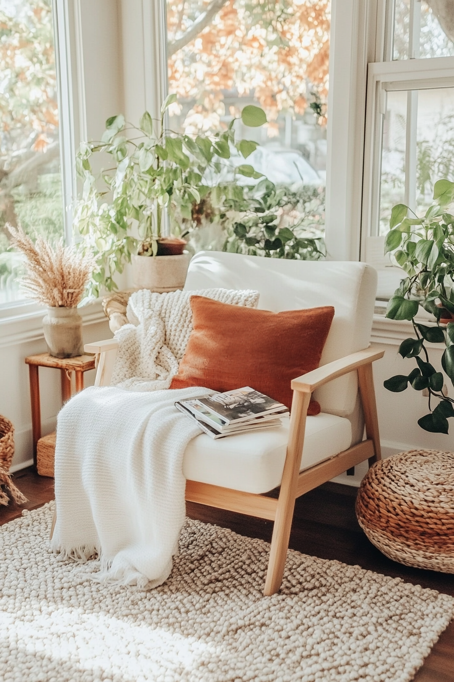 Wicker basket used as magazine holder