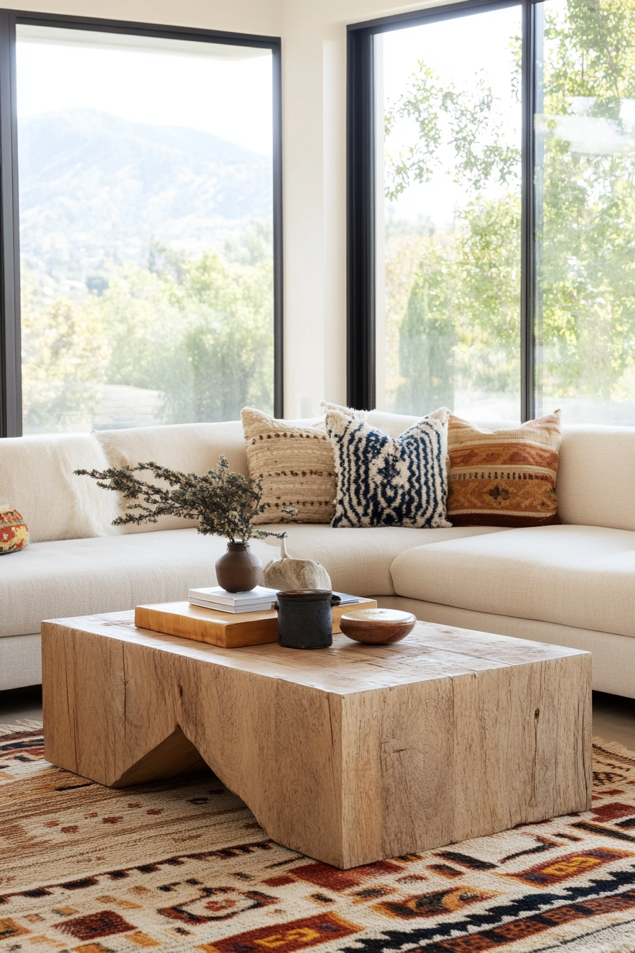 Budget-friendly cotton rug layered with jute
