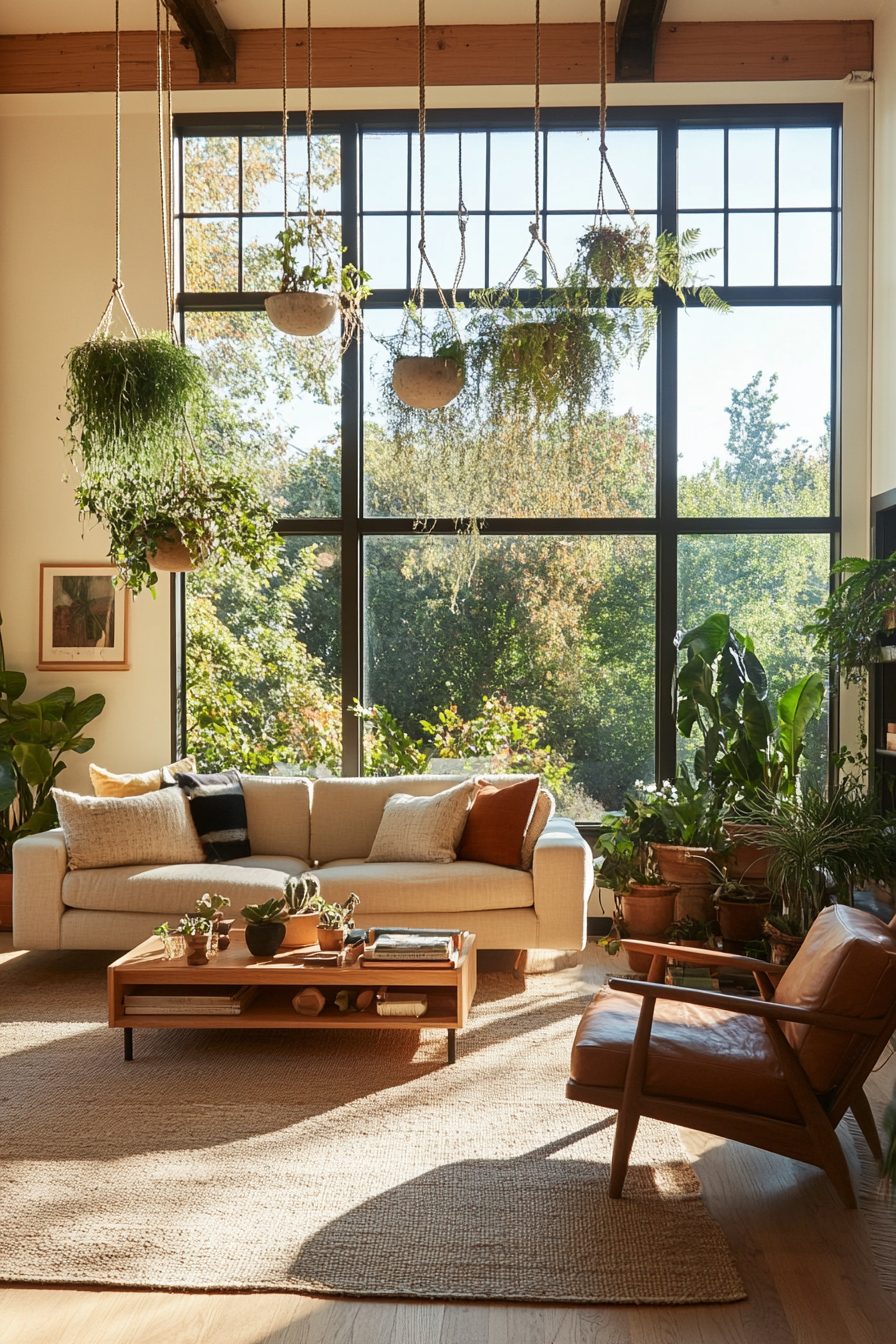 Hanging plants in ceramic pots