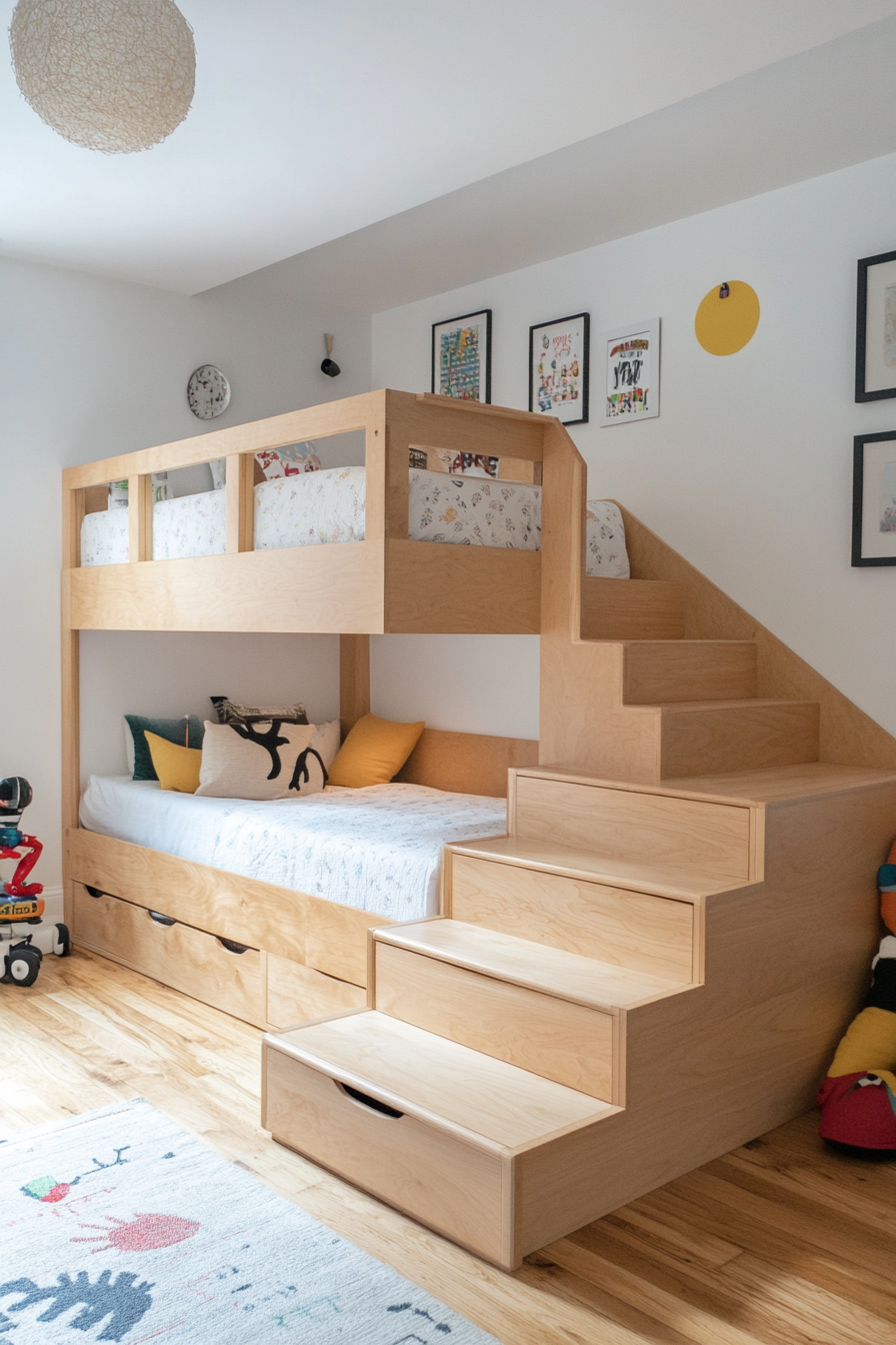 Bunk bed stairs with hidden drawers for extra storage