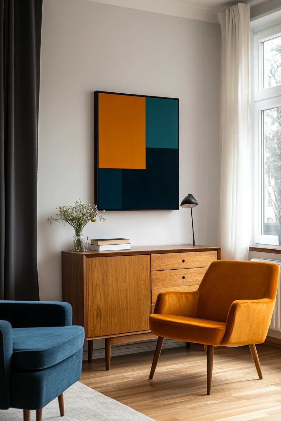 Bold geometric color block wall art