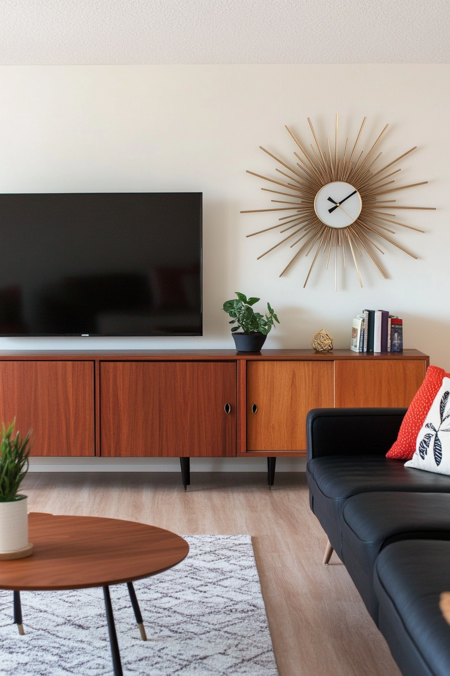 Retro starburst clock with minimalist mid-century decor