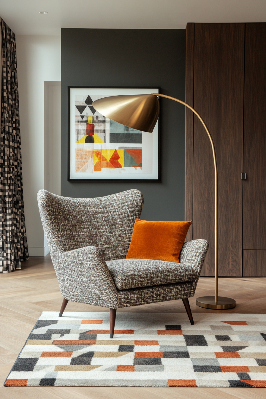 Mid-century modern floor lamp with atomic design